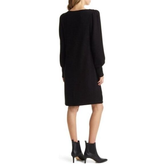 Julia Jordan Puff Sleeve Sweater Dress‎ In Black - Picture 2 of 12